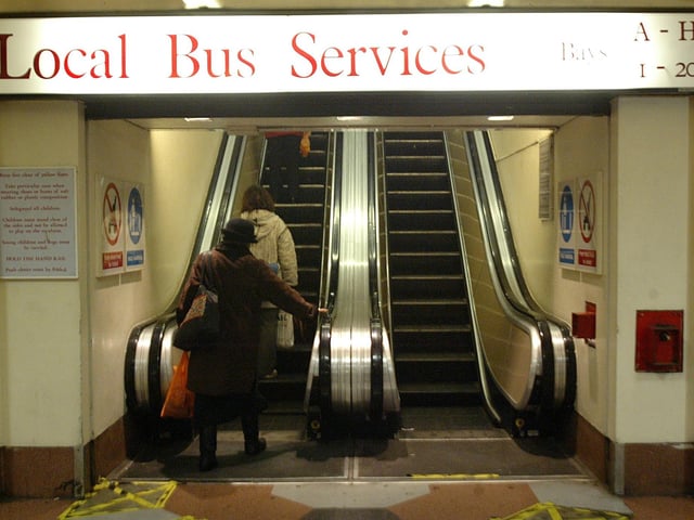 The escalators in Greyfriars Bus Station which were closed for maintenance work in 2007