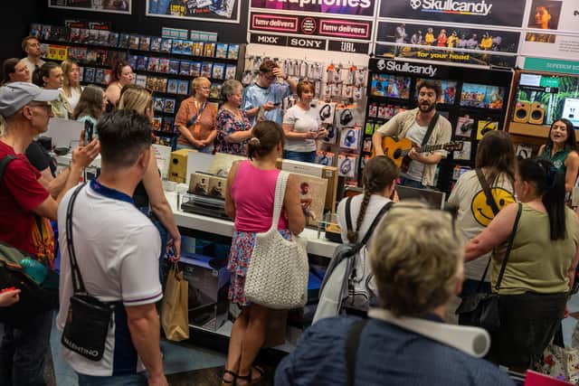 Billy Lockett performing tracks from his new album at HMV in Northampton on Saturday, May 23, 2026. Photo by David Jackson.