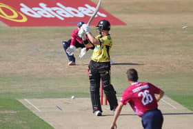 Ben Sanderson bowls Gloucestershire danger man D'Arcy Short (Picture: Peter Short)