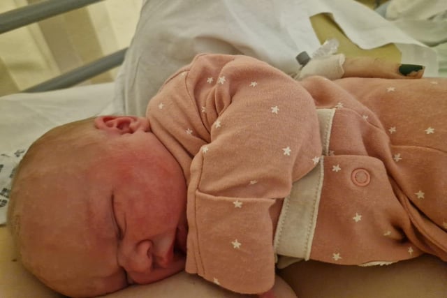Lyra Rose born at 9.59am on December 21 at Northampton General Hospital, weighing 8lbs 4oz.