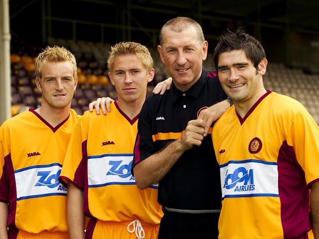 Real Simon from The Inbetweeners vibe about the haircuts here, especially Richie Foran. Who knew he would be capable of growing such a beard! Also with Terry Butcher, Brian Kerr and Jim Paterson.