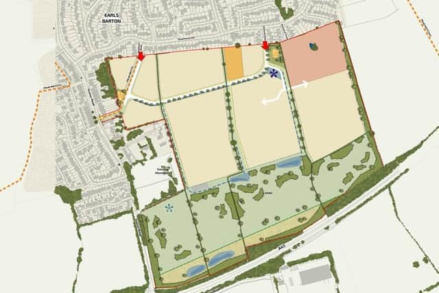 If approved, 600 houses would occupy space to the south of Earls Barton