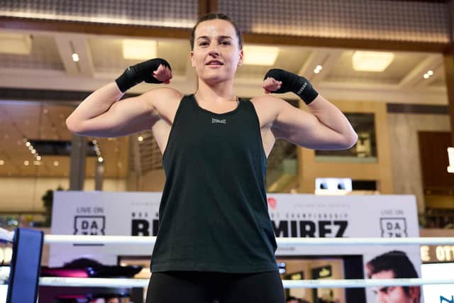 Chantelle Cameron was in relaxed mood as she took part in a public workout in Abu Dhabi on Wednesday (Picture: Mark Robinson Matchroom Boxing)