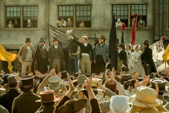 From the film Peterloo about the killing of 15 people at a rally calling for parliamentary reform, which inspired Shelley's Mask of Anarchy