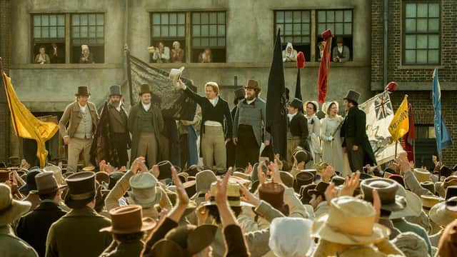 From the film Peterloo about the killing of 15 people at a rally calling for parliamentary reform, which inspired Shelley's Mask of Anarchy