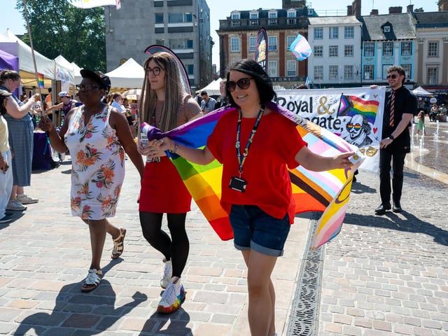 Northampton Pride 2026 in the Market Square on Saturday July 11, 2026. Photo by David Jackson