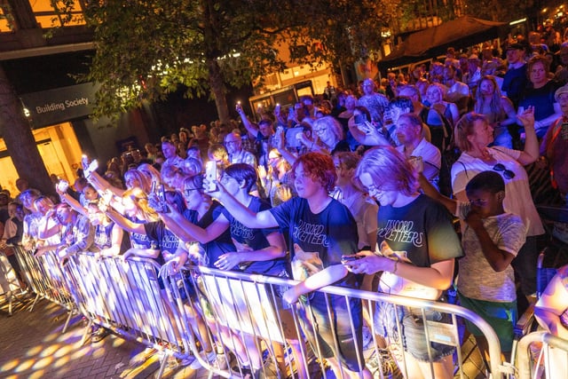 Fans on the barrier watching Billy Lockett headline the Northampton Music Festival on Sunday, September 10, 2023. Photo by David Jackson.