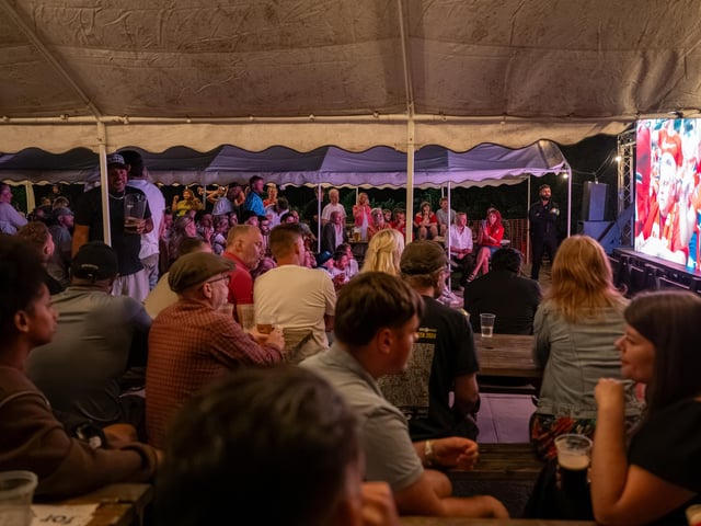 Football fans watching England vs Norway in the garden of The Black Prince in Northampton on Saturdy, July 11, 2026. Photo by David Jackson.