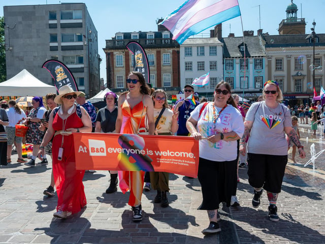 Northampton Pride 2026 in the Market Square on Saturday July 11, 2026. Photo by David Jackson