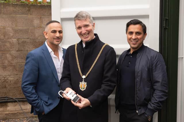 Bimal Barchha, Mayor Paul Joyce, Lacky Sohal (left to right)