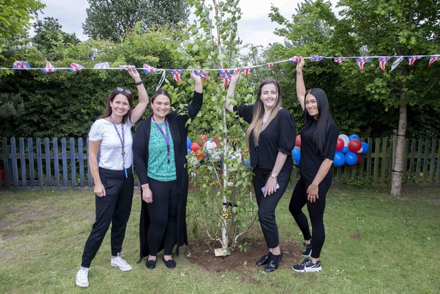 Children, parents and staff enjoyed an afternoon tea as a tree was planted to mark the Queen's 70-year reign.