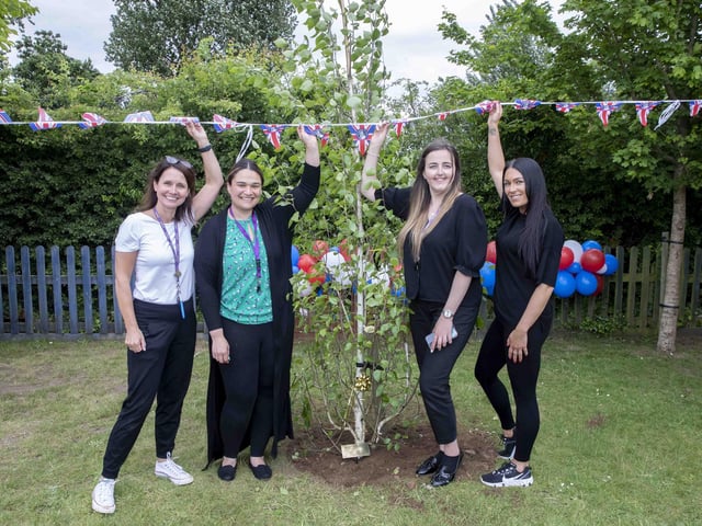 Children, parents and staff enjoyed an afternoon tea as a tree was planted to mark the Queen's 70-year reign.