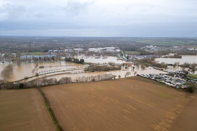 Here's what the holiday park and the surrounding area looked like on Wednesday afternoon (January 3), when the flooding was at its peak