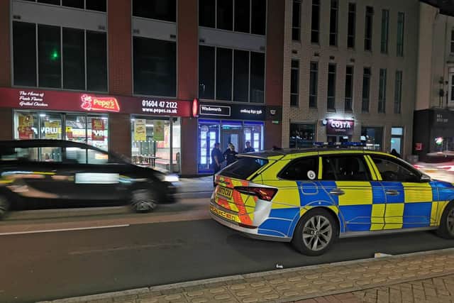 Police were called to reports of a serious assault in Wellingborough Road. (Photo: Logan MacLeod).