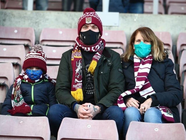 Northampton Town fans return to watch their team for the first game since 07.03.20 due to the coronavirus pandemic during the Sky Bet League One match between Northampton Town and Doncaster Rovers on December 05, 2020
