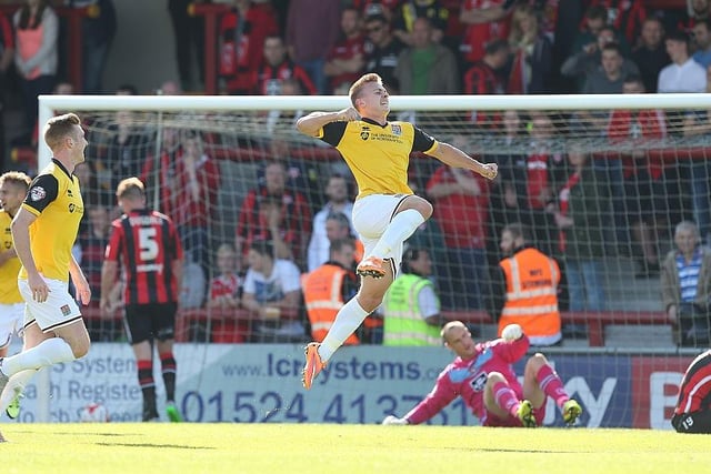 Further goals came against Morecambe (pictured), Carlisle, Newport and Barnet as Cobblers seized control of the League Two title race.
