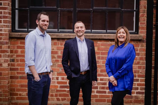Vulcan Works business growth manager Darren Smith, left, centre manager Garrick Hurter, centre, and assistant centre manager Gail Haddon.
