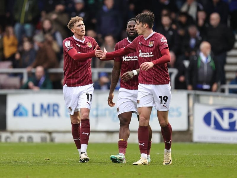He was subdued and on the periphery for 40 minutes but then burst into life with a fabulous piece of play which set the wheels in motion for Cobblers to double their lead... 7