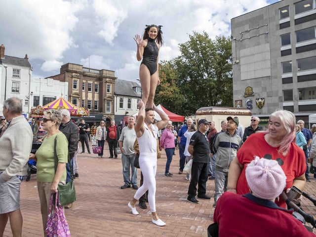 Hundreds enjoyed music, circus acts, and memories from the decade during a sixties celebration event in Northampton's Market Square on Saturday (September 24).