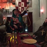 Patch the Jester entertained guests as they dined at the Medieval Banquet.