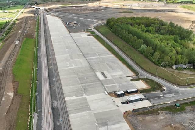 Drone footage has been released of the rail freight terminal. Photo: Network Rail.