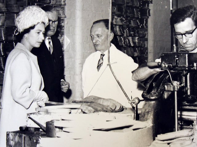 Church's shoe factory, St James, with a visit by The Queen in the 1960s.