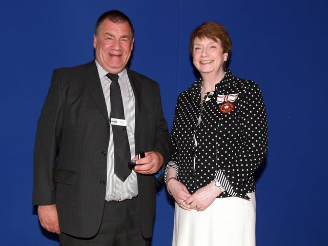 2013 - Northamptonshire Police Long Service awards ceremony takes place at their Headquarters, Wootton Hall, Northampton. Richard Wilson, presented by Deirdre Newham.