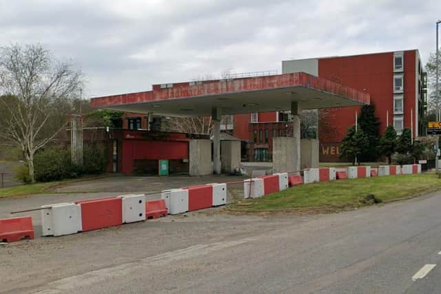 The long-empty Landmark Hotekl in Daventry and the disused petrol station next door could be demolished and turned into a storage and distribution warehouse with office space, parking and a lorry yard on the London Road site.