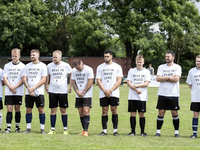 Hundreds gathered to remember 20-year-old Northampton amateur footballer Luke, who sadly died in January