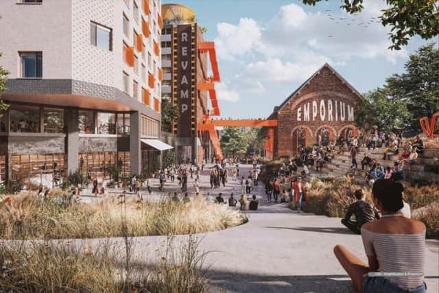 Illustrative depictions of the proposed outdoor amphitheatre to landmark the new public spaces.