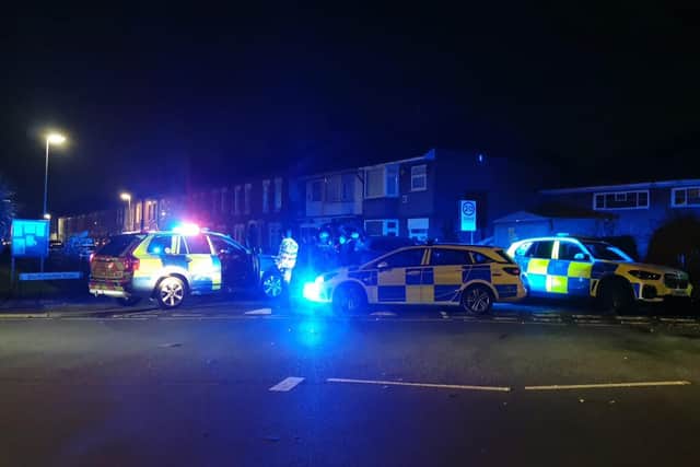 The scene last night in Southampton Road, Northampton