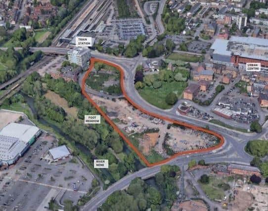 The site is located next to the River Nene and is a short distance from Northampton train station. The council have said it is a 'gateway' to the town centre. Taken from Four Waterside Masterplan.