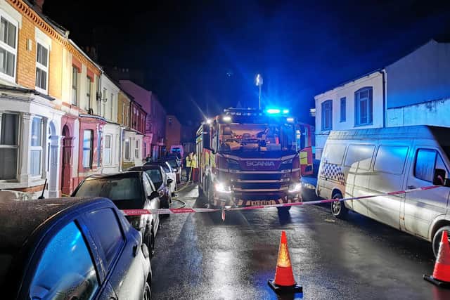 Pictures from the scene in Cowper Street last night (Wednesday)