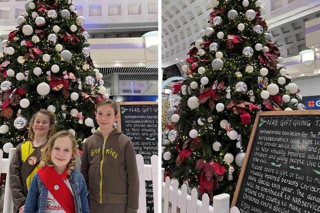One of the Christmas giving trees for Northamptonshire Association for the Blind.