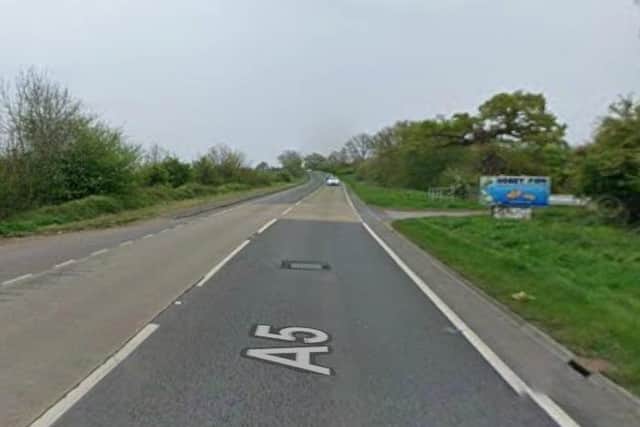 The woman was seen walking on the A5 near Hobby Fish but was found safe and well.