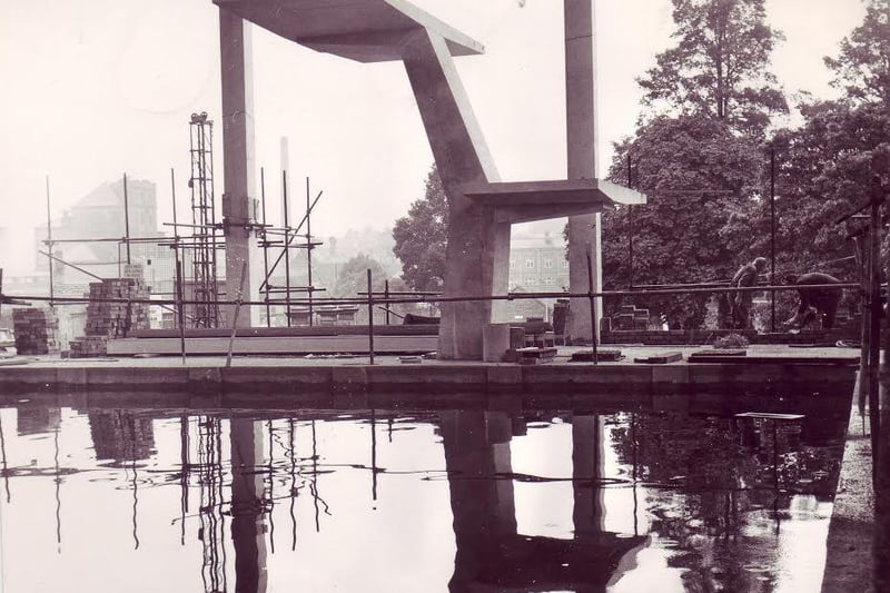 Chesterfield Queen's Park swimming pool officially opened on July 19, 1969.
Pictured here in August 15, 1968 - the diving board was firmly in position but the water was rather murky as the building work continued. The centre closed at the end of December 2015, a few days before the new £11.25million Queen's Park Sports Centre opened further up Boythorpe Avenue.