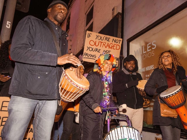 Activists joined the march on Friday November 28 to stand against violence towards women and girls.
