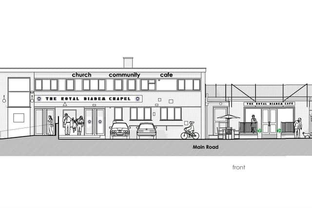 An artist's impression of how the site would look as a church and cafe