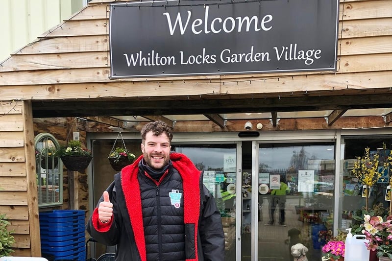 Jordan North pictured visiting Whilton Locks Garden Village on March 1, 2022.