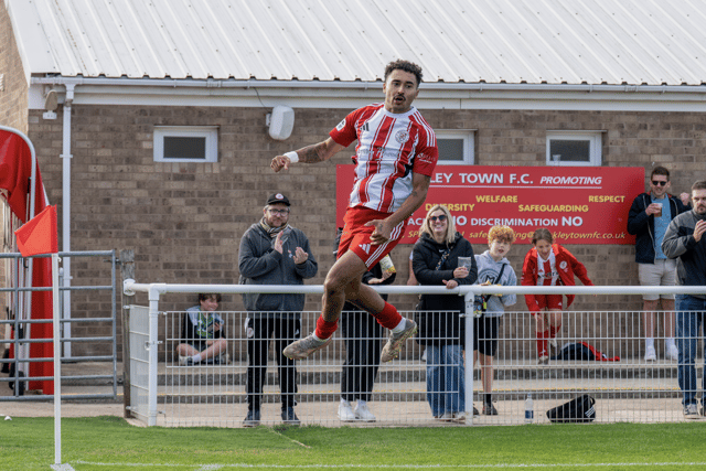 DJ Sturridge scored twice as Brackley Town rescued a point away at Spalding United. (Photo credit: Pete Keen)