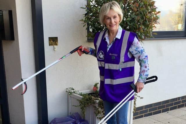 Julie Wilson, CRM for Brackley Care Home with some of the bags of litter collected