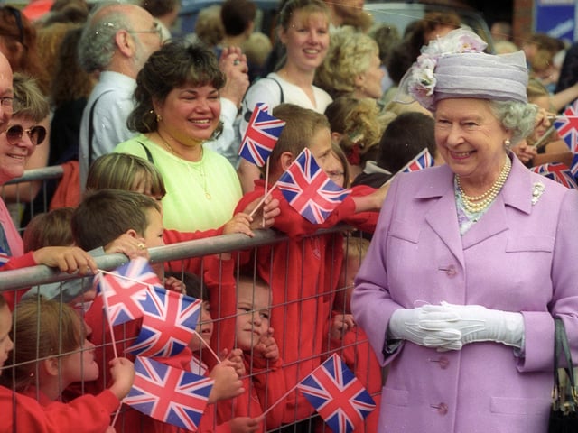 Kettering town centre The Queen visits in 2001