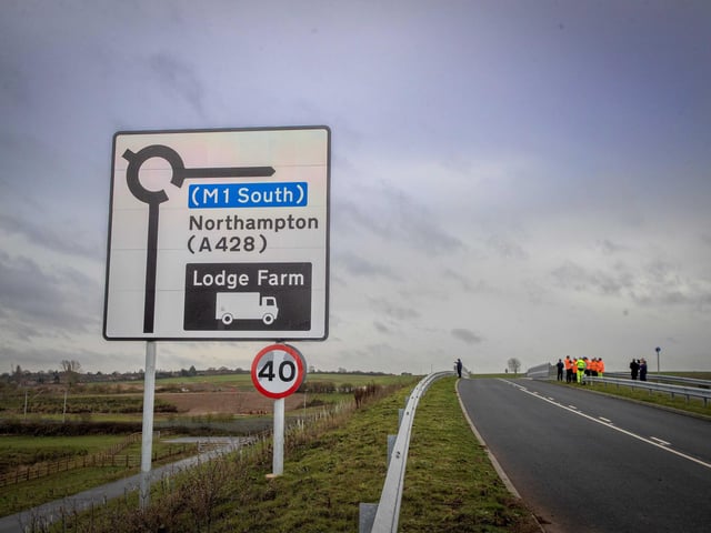 The £57.4 million project connects the A428 Harlestone Road, near Harlestone Firs, with the A5199 Welford Road, near the Windhover pub.
