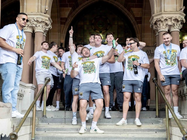 Saints players, coaches and staff celebrated with fans in Northampton town centre on Sunday (June 9) after winning the Gallagher Premiership title at Twickenham on Saturday (June 8).