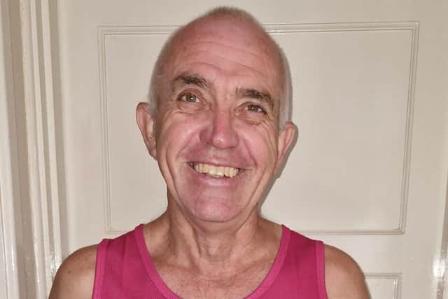 Peter Vickers in his Brain Tumour Research running vest