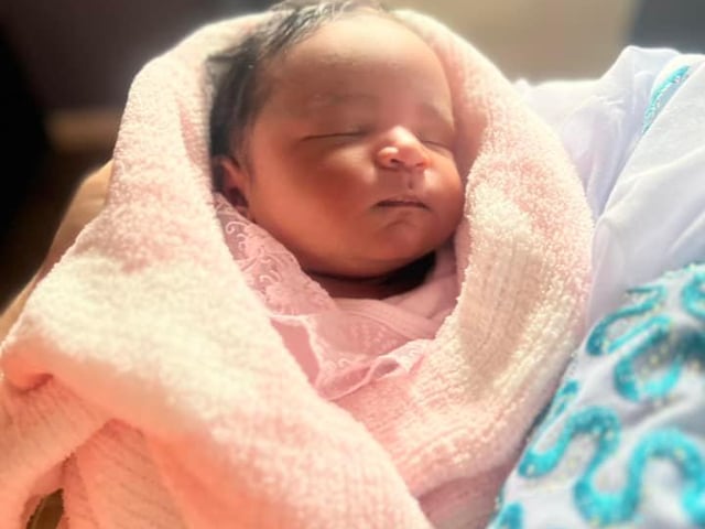 Nadiyyah Awa born at 11.08am on July 19 at Kettering General Hospital, weighing 9lbs 7oz.