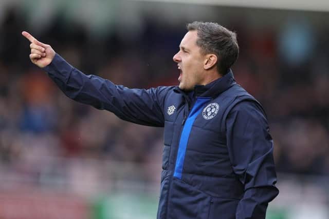 Shrewsbury Town boss Paul Hurst looks on during the Sky Bet League One match between the Cobblers and Shrewsbury Town (Photo by Pete Norton/Getty Images)