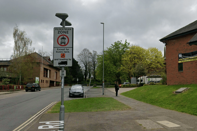 Lodge Road, where the front entrance to the leisure centre is located, is marked as a 'pedestrian zone' Credit: Google Maps