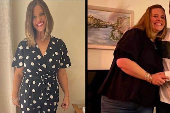 Debbie before and after losing 6st in 45 weeks