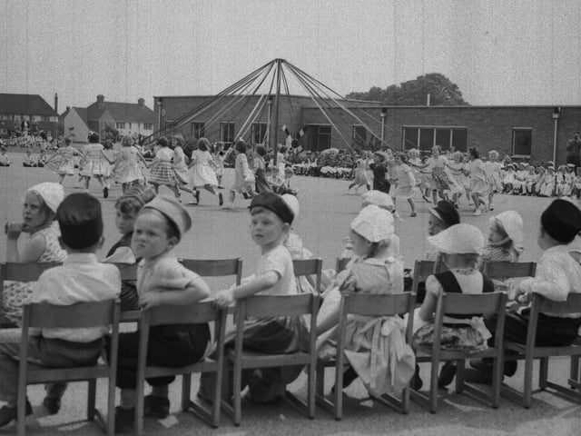 Gladstone School May Pole dancing